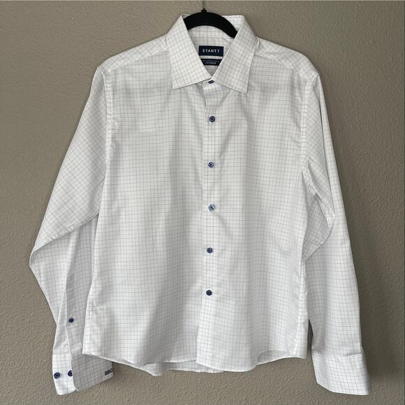 Stantt Knit Custom Button Front Business Quality Men Checkered Long Sleeve Shirt - Picture 2 of 7